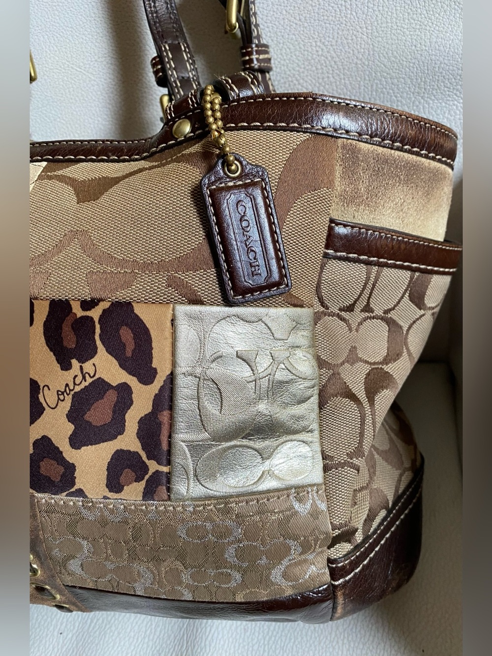 Coach Signature Patchwork Limited Edition Purse Bag F0873-F12843 Leopard VTG Y2K - Picture 5 of 12